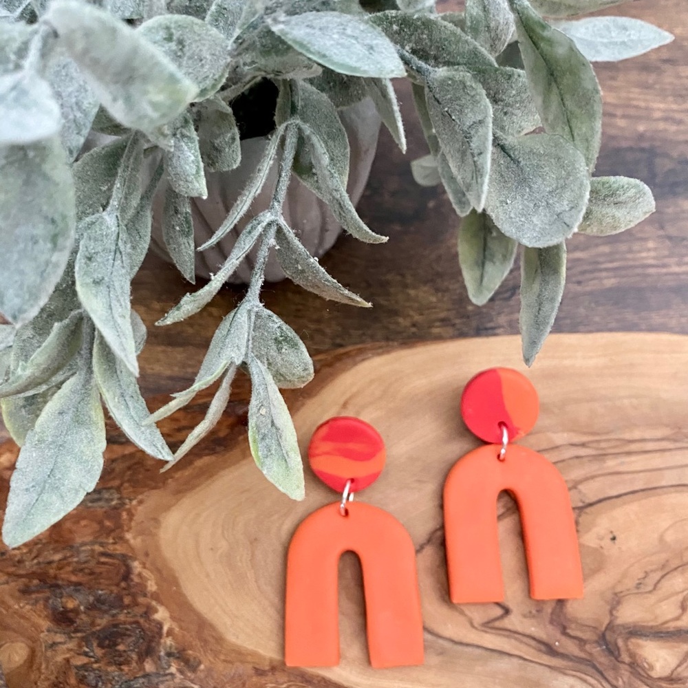 Handmade Clay Earrings - Fire & Ice Series - Picture 1 of 11